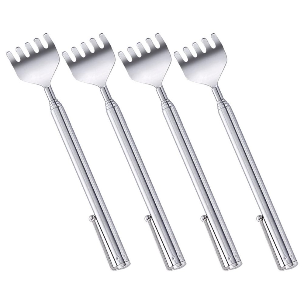 Cabilock 4Pcs Telescoping Metal Back Scratchers Set Extendable Claw Handheld Back Itching Rods Portable for Adults Wellness Massage Tool