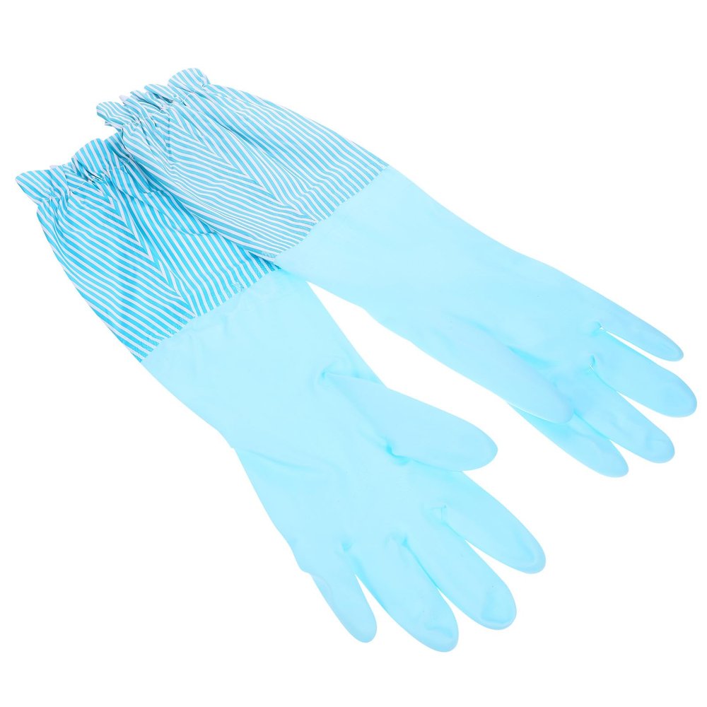 BIUDECO Dishwashing Gloves 1 Pair Thickened Fleece-Lined Kitchen Cleaning Gloves with Cuff for Household Dishwashing and Hygiene