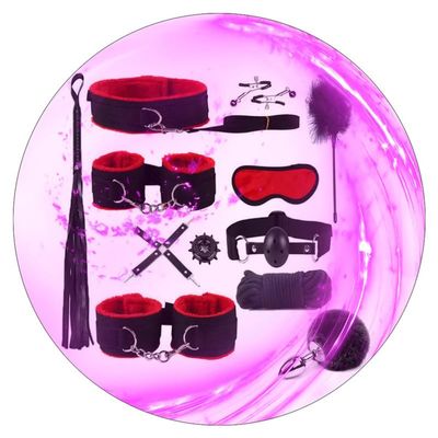 12 Piece Nylon Bedroom Fitness Set with Hip Trainer and Sleep Eye Mask - D10 (Red)