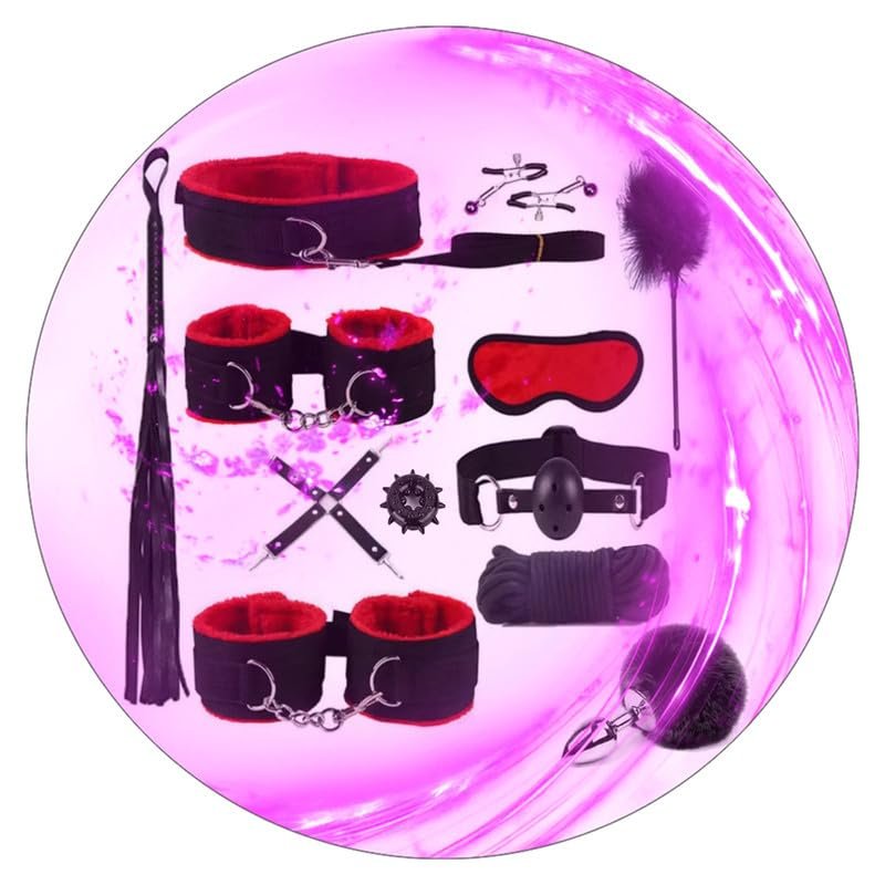 12 Piece Nylon Bedroom Fitness Set with Hip Trainer and Sleep Eye Mask - D10 (Red)