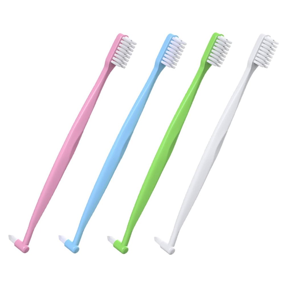 Abaodam Double-Headed Interdental Toothbrush Set 4 Pieces Manual Portable Ergonomic Tapered Brush for Travel and Household Oral Care