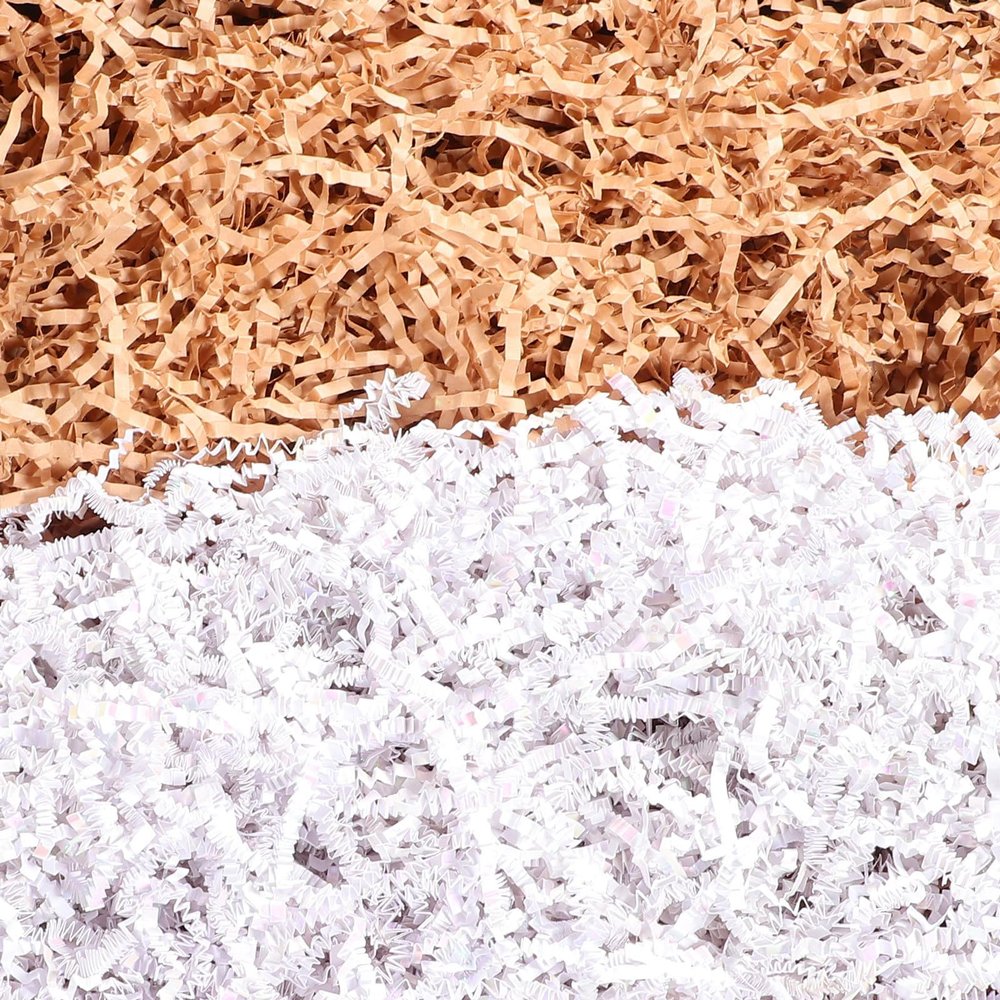 Abaodam Crinkle Cut Paper Filler 2pcs, Shredded Packaging Paper for Boxes and Shipping, Decorative Box Filler for Holiday Wrapping and Basket Stuffing
