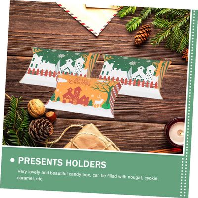 Abaodam Christmas Candy Pillow Boxes 50Pcs Small Candy Storage Containers White Gingerbread House Design Xmas Present Boxes for Party Wedding Wrapping