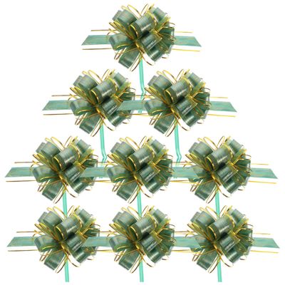 OHPHCALL 20Pcs Green Box Pull Bows Wrapping Pull Flowers for Christmas Holiday Packaging Decoration