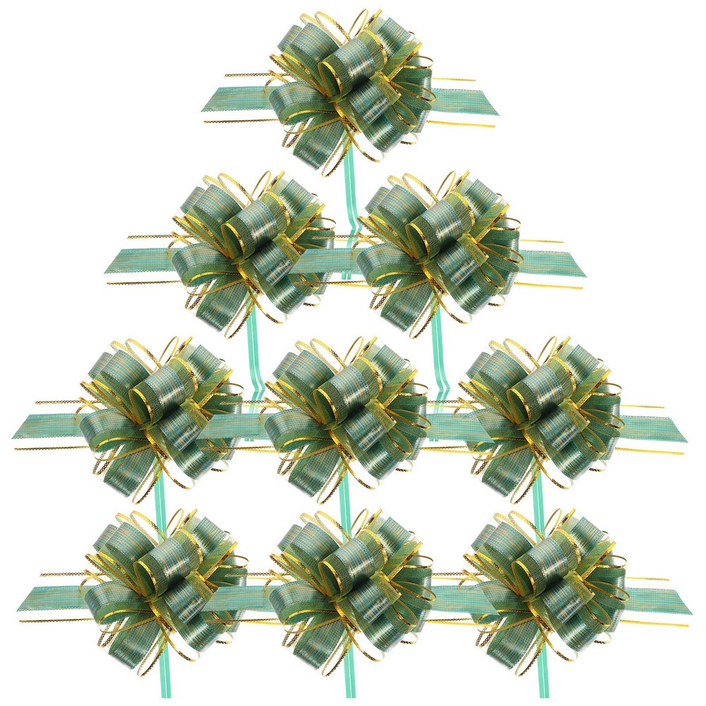 OHPHCALL 20Pcs Green Box Pull Bows Wrapping Pull Flowers for Christmas Holiday Packaging Decoration