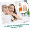 KOMBIUDA Silicone Toothbrush and Tongue Cleaner 3pcs, Oral Care Brush Set with Soft Silicone Bristles for Newborns and, Gentle Tongue Scraper for Oral Hygiene view 3