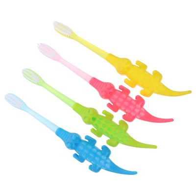 Gogogmee Toothbrush 8Pcs Set with Supple Soft Bristles Manual Toothbrush for Ages 3-12, Cute Crocodile Design Teeth Cleaning Tool for Daily Oral Care