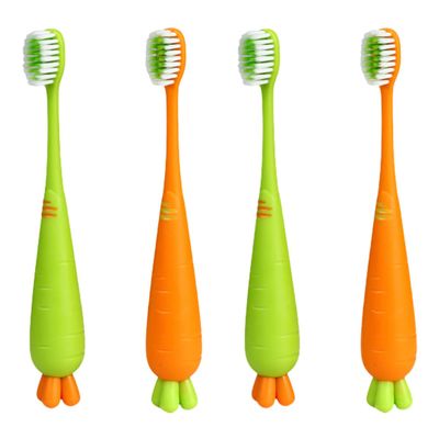 Anneome Carrot Toothbrush and Radish Manual Toothbrush Set 4Pcs, Extra Soft Bristles, Travel Teeth Brush for Daily Use