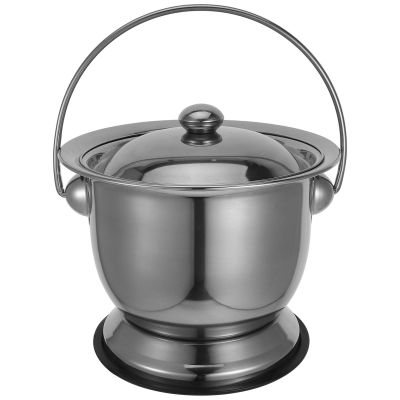 Holibanna Stainless Steel Urine Bucket with Lid and Non-Slip Ring, Thickened Adult Bedpan Portable Toilet for Elderly, Pregnant Women, Home and Hospital Use