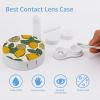 FodPand Lemon Fruit Pattern Contact Lens Case Portable Contact Lens Applicator Removal Tool Kit Cute Round Eyeglass Cases with Mirror for Daily Vision Care And Outdoor Use view 3