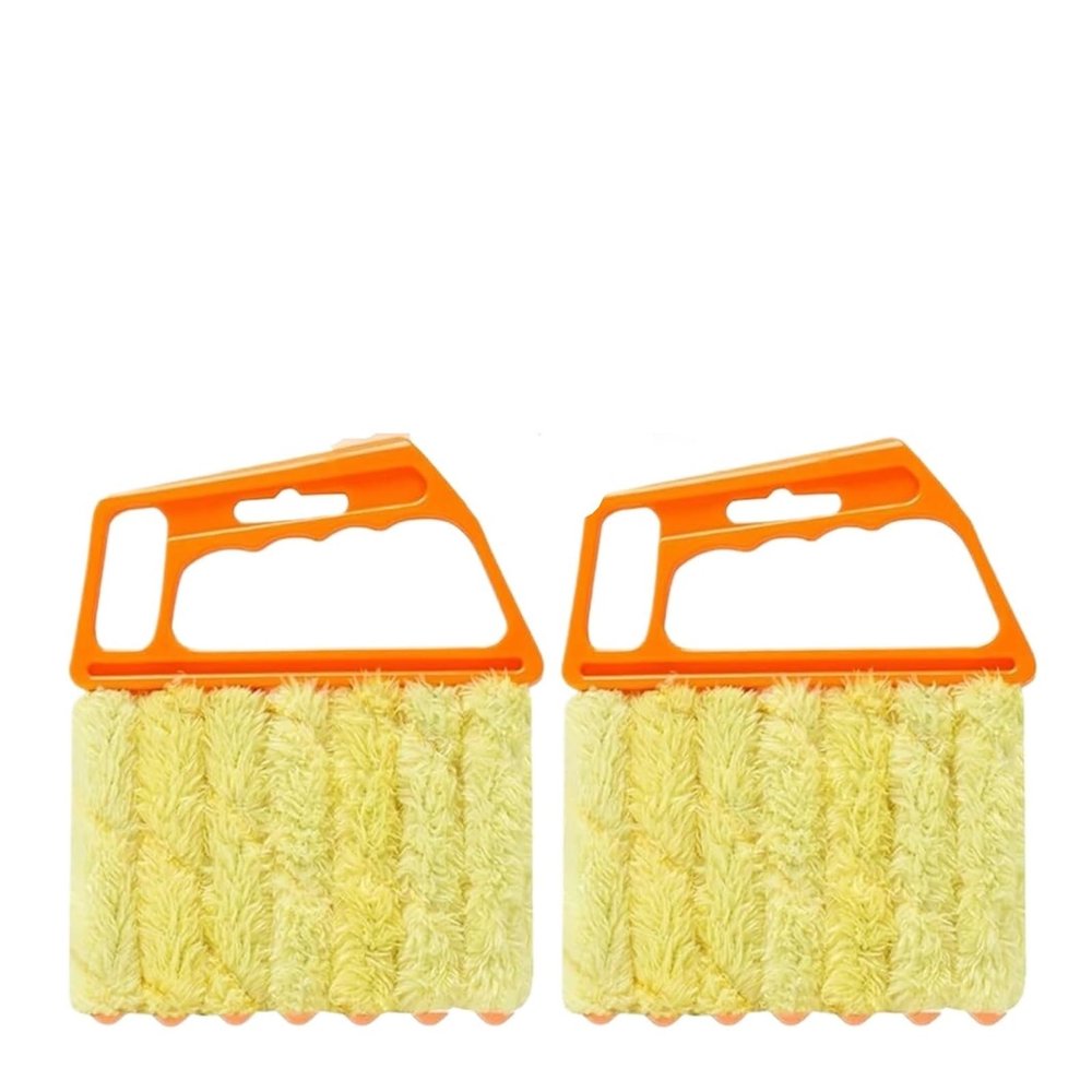 7-Finger Blind Cleaning Brush, Washable Microfiber Duster for Venetian Vertical Horizontal Blinds, AC Vents, Fan Blades & Narrow Gaps(Orange-2pcs)