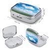 White Clouds Sky Pill Case Daily Square Small Medicine Case Vitamin Organizer Box 2 Compartments Portable Metal Travel Medicine Box for Vitamins Fish Oils Supplements view 2