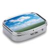White Clouds Sky Pill Case Daily Square Small Medicine Case Vitamin Organizer Box 2 Compartments Portable Metal Travel Medicine Box for Vitamins Fish Oils Supplements view 3