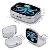 Blue Watercolor Octopus Pill Case Daily Square Small Medicine Case Vitamin Organizer Box 2 Compartments Portable Metal Travel Medicine Box for Vitamins Fish Oils Supplements view 2