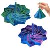 2Pcs 3D Printed Expanded Sensory Fidget Star, Expandable 4.3 Inch Fractal Fidget Hexagon Whirling Spiral Star, Stress-Relief Spinning Tower Toy with Handles (Blue-Purple + Blue-Green) view 1