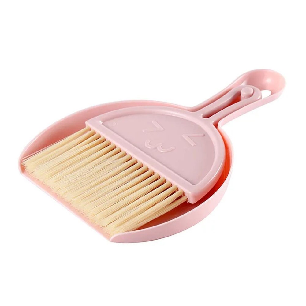 Small Broom and Dustpan Set Mini Handheld Hangable Whisk Broom for Table Countertop Keyboard Car Cleaning PP Plastic Soft Compact Dust Pan Hand Broom