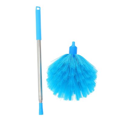 ARTSEWPLY Telescoping Cobweb Duster Brush with 2.3M Extension Pole, Washable Hard Bristle Ceiling Cleaner for High Ceilings and Fans, Sky Blue Indoor Outdoor Dusting Tool for Home Use