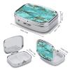 Turquoise Marble Pill Case Daily Square Small Medicine Case Vitamin Organizer Box 2 Compartments Portable Metal Travel Medicine Box for Vitamins Fish Oils Supplements view 2