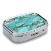 Turquoise Marble Pill Case Daily Square Small Medicine Case Vitamin Organizer Box 2 Compartments Portable Metal Travel Medicine Box for Vitamins Fish Oils Supplements view 3