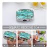 Turquoise Marble Pill Case Daily Square Small Medicine Case Vitamin Organizer Box 2 Compartments Portable Metal Travel Medicine Box for Vitamins Fish Oils Supplements view 4