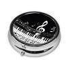 Round Pill Box Case For Purse & Pocket, Black White Music Note Pill Box 3 Compartment Travel Portable Metal Medicine Tablet Multifunctional Pill Case Holder For Vitamins Fish Oil Organizer Unique Gift view 2