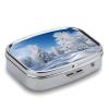 Snow Covered Winter Trees Pill Case Daily Square Small Medicine Case Vitamin Organizer Box 2 Compartments Portable Metal Travel Medicine Box for Vitamins Fish Oils Supplements view 3