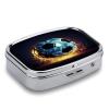 Cool Soccer Ball Pill Case Daily Square Small Medicine Case Vitamin Organizer Box 2 Compartments Portable Metal Travel Medicine Box for Vitamins Fish Oils Supplements view 3