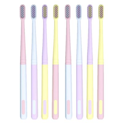 ZUNOXAZ 8pcs Flexible Soft Bristle Toothbrushes for Adults with Small Heads, Gum Care Oral Hygiene Set for Home and Travel, Pastel Colors