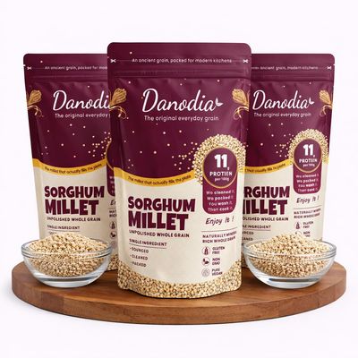 Danodia Foods Whole Grain Sorghum Millet 6.6 lb | 3 Packs x 2.2 lb each | Jowar Grain, Gluten-Free | Low GI, High Fiber & Protein | Healthy Rice Alternative for Super Healthy Diet | Bulk Value Pack