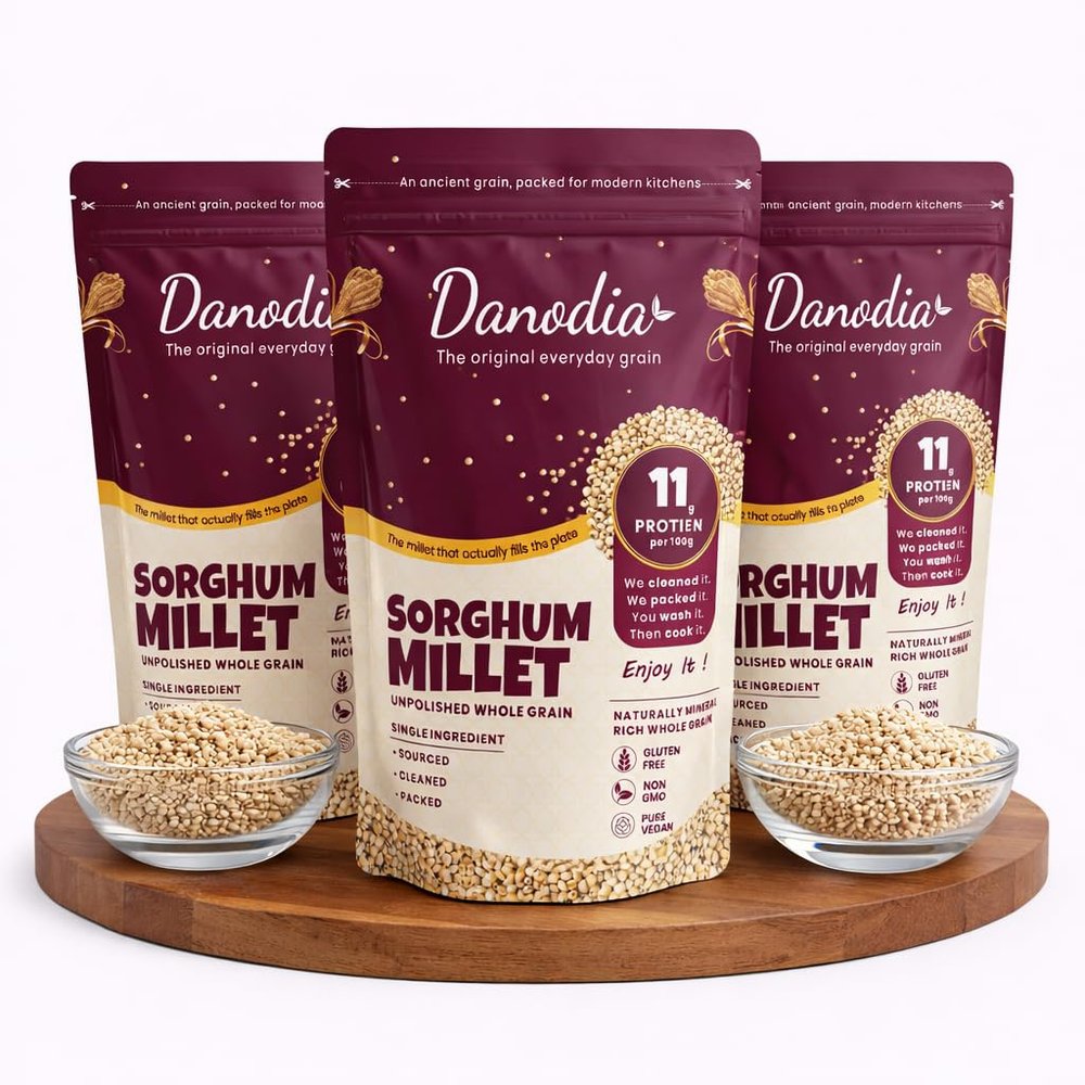 Danodia Foods Whole Grain Sorghum Millet 6.6 lb | 3 Packs x 2.2 lb each | Jowar Grain, Gluten-Free | Low GI, High Fiber & Protein | Healthy Rice Alternative for Super Healthy Diet | Bulk Value Pack