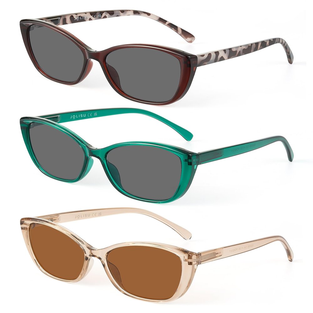 JOLISU 3 Pack Reading Sunglasses for Women, Sun Readers Glasses Spring Hinge Outdoor Sunglasses With UV400 Protection (1.25)