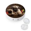 FodPand Puppys Pug Contact Lens Case Portable Contact Lens Applicator Removal Tool Kit Cute Round Eyeglass Cases with Mirror for Daily Vision Care And Outdoor Use view 1