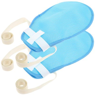 ERINGOGO Anti-Scratch Wrist Strap Glove with Strap for Elders, 1 Pair Hand Fixing Bands for Patient Care, Hospital Mesh Gloves with Anti-Injury Protection Suitable for Dementia and Medical