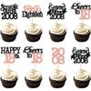 Gyufise 24Pcs Happy 18th Birthday Cupcake Toppers Hello Eighteen Legend Since 2008 Cupcake Picks Cheers to 18 Years Cake Decorations for 18th Birthday Anniversary Party Supplies Black Rose Gold view 1