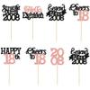 Gyufise 24Pcs Happy 18th Birthday Cupcake Toppers Hello Eighteen Legend Since 2008 Cupcake Picks Cheers to 18 Years Cake Decorations for 18th Birthday Anniversary Party Supplies Black Rose Gold view 3