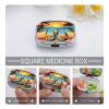 Flip Flops and Tropical Beach Scene Pill Case Daily Square Small Medicine Case Vitamin Organizer Box 2 Compartments Portable Metal Travel Medicine Box for Vitamins Fish Oils Supplements view 4
