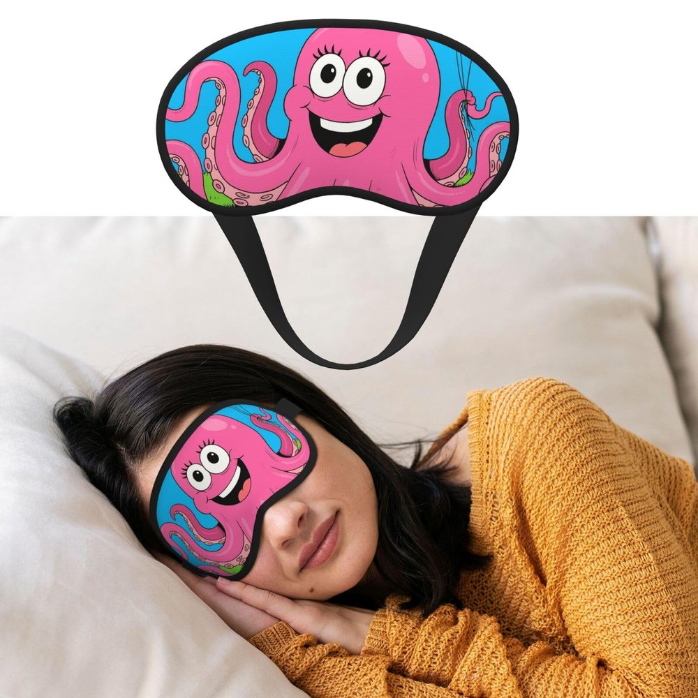 Funny Octopus Sleep Mask for Side Sleeper Women Men, Silk Eye Mask for Sleeping Night Blindfold Eye Shade Soft Breathable Sleeping Mask Eye Cover for Travel Essentials Gift