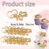 10 PCS Mother's Day Cake Decorative Gold Acrylic love Happy Mother's Day Cupcake Topper for Mother's Day Birthday Dessert DIY Supplies view 2