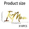 10 Mother's Day Cupcake Topper Acrylic Mirror Gold I love mother Letter Cake Topper Decorations for Party DIY Cake Accessories view 4