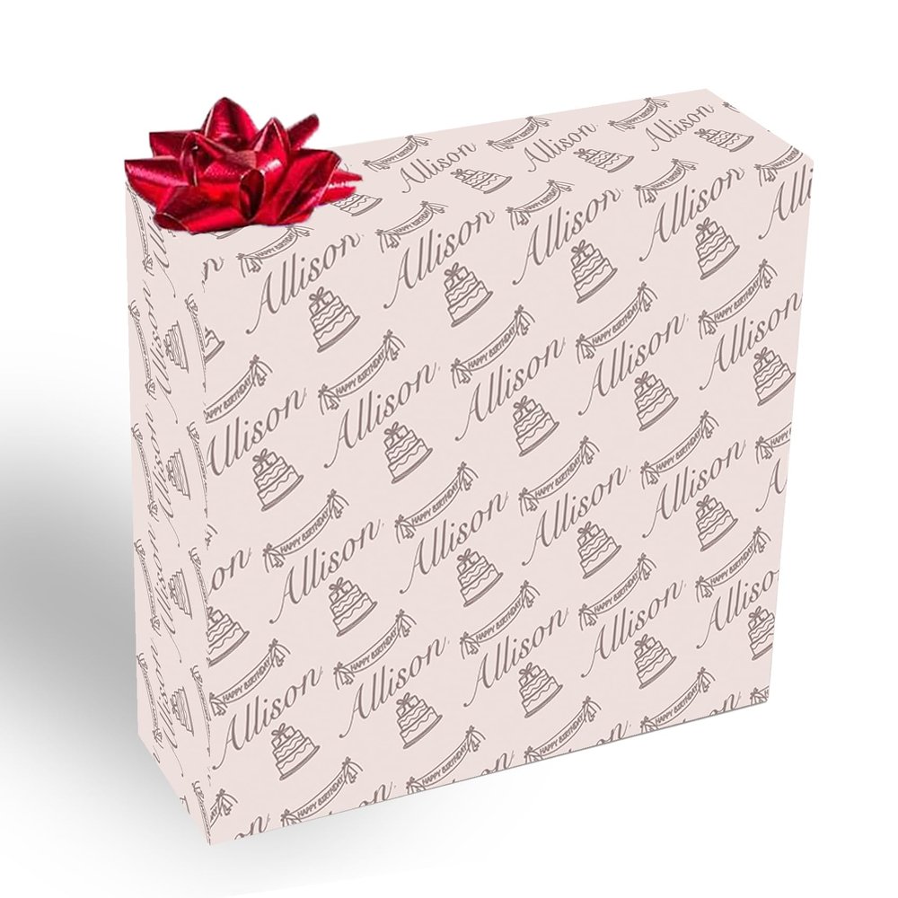 BrizFluter Birthday Cake Design Custom Wrapping Paper Roll with Name, Personalized Pink Gift Wrapping Paper for Adults Kids, Girls Birthday Party Holiday New Year Gifts Wrap 58"x 23"