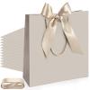 Silkfly 24 Pcs Thank You Gift Bags with Handle 12x10x4'' Welcome Elegant Gifts Bag with Bow Ribbon for Mother's Day Wedding Graduation Bridesmaid Baby Shower Birthday Housewarming (Champagne) view 1