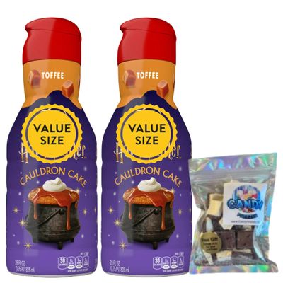 Premium Non-Dairy Liquid Coffee Creamer 28 fl oz (Pack of 2) Bottles of Creamy Smooth Coffee Creamer with Candy Freezer Freeze Dried Ice Cream Bites (Toffee Flavor) Candy