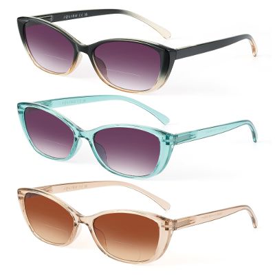 JOLISU 3 Pack Bifocal Reading Sunglasses for Women, 2 IN 1 Sun Readers Glasses Spring Hinge with UV400 Protection (2.25)