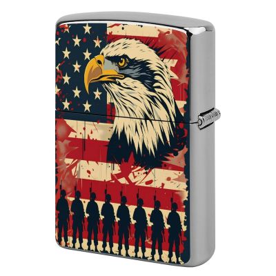 Bald Eagle and Soldiers Lighter Case, Copper Lighter Case, Cool Lighters Cover, Perfect Men's Gift for Dad, Husband, Him
