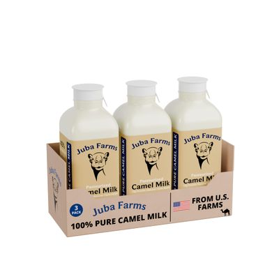 100% Natural Camel Milk Grade A, Fresh Frozen Pints Pure & Nutritious, Lightly Pasteurized From U.S. Camel Dairy (3 Pack)