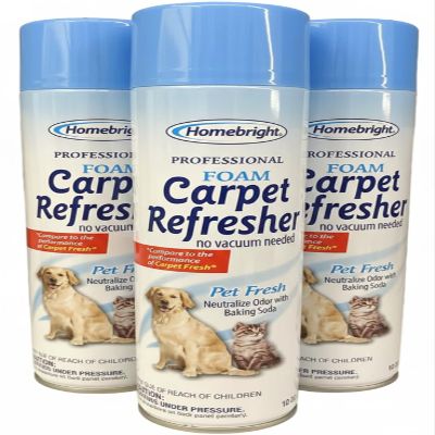 Homebright Professional Foam Carpet Refresher Pet Fresh Odor Eliminator with Baking Soda, No Vacuum Needed, 10 oz (Pack of 3)