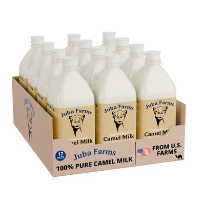 100% Natural 1 Liter Camel Milk Grade A, Fresh Frozen Pints Pure & Nutritious, Lightly Pasteurized From U.S. Camel Dairy (12 Pack)