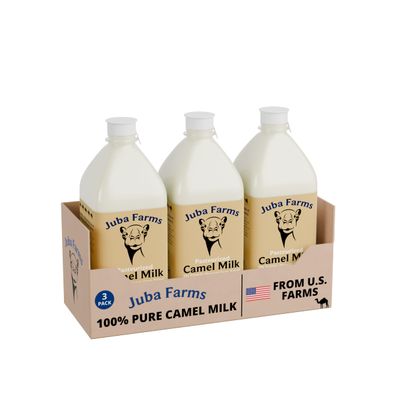 100% Natural 1 Liter Camel Milk Grade A, Fresh Frozen Pints Pure & Nutritious, Lightly Pasteurized From U.S. Camel Dairy (3 Pack)