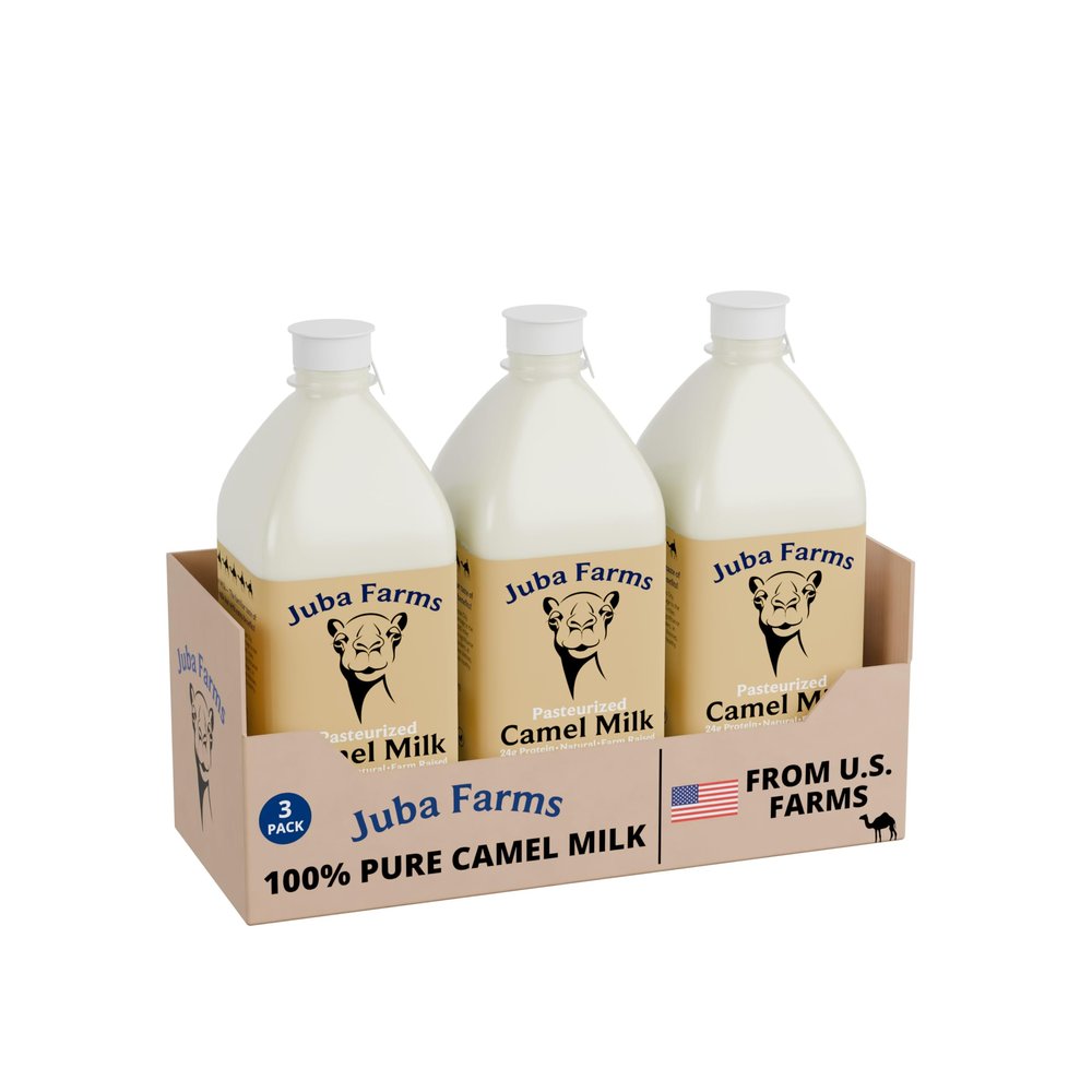 100% Natural 1 Liter Camel Milk Grade A, Fresh Frozen Pints Pure & Nutritious, Lightly Pasteurized From U.S. Camel Dairy (3 Pack)