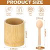 100 PCS Wooden Ice Cream Spoons with Bamboo Utensil Holder 4 Inch Mini Wooden Spoons Bulk Tasting Spoons Disposable Dessert Spoons Set Small Compostable Spoons Tiny Spoons for Party Eating Jars view 2